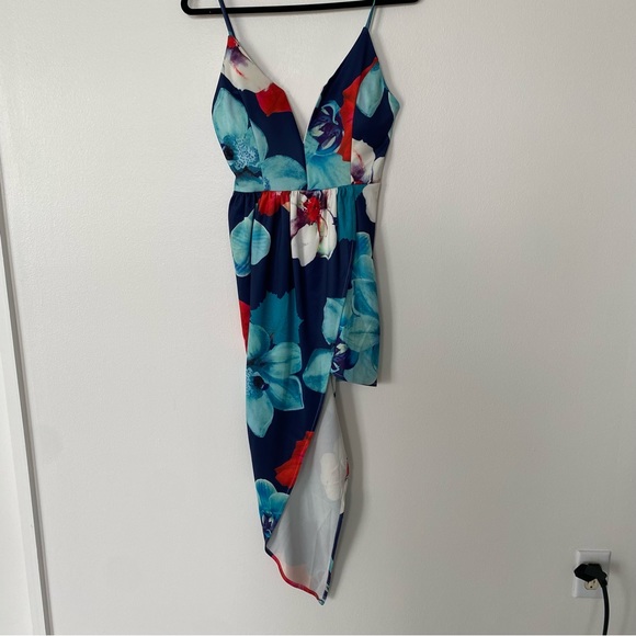 Floral Asymetrical Cocktail Dress - Picture 2 of 9